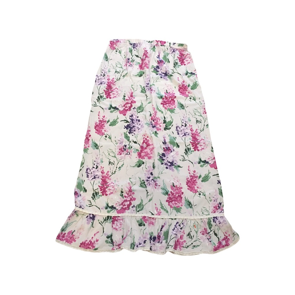 Silk Assets Diane Von Furstenburg XS White Micro Floral Midi skirt VINTAGE 100%